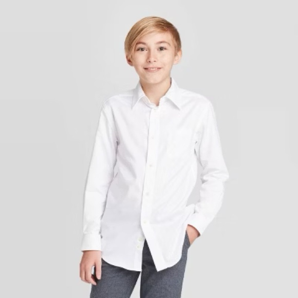 Boy’s Cat & Jack White Dress Shirt Boys Size M